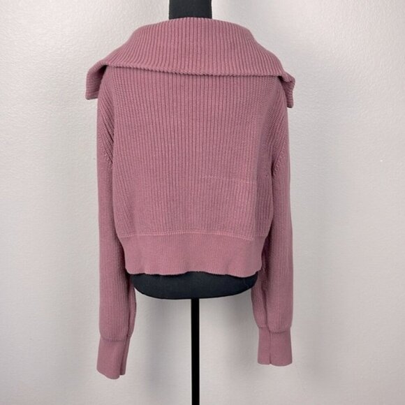 Varley Mentone Sweater Half Zip Turtlneck Mauve Cotton Chunky Knit XL - Picture 8 of 12
